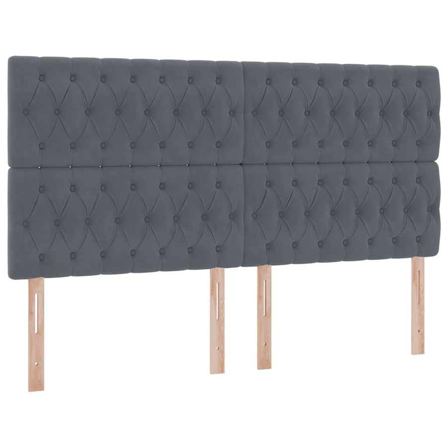 Bed met LED-stripverlichting Donkergrijs 180 x 200 cm Fluweel