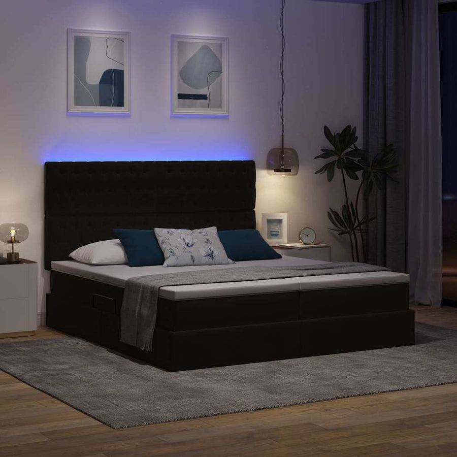 Bed met LED-stripverlichting Zwart 180 x 200 cm Fluweel