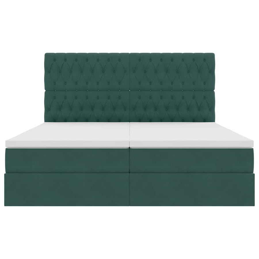 Bed met LED-stripverlichting Donkergroen 180 x 200 cm Fluweel