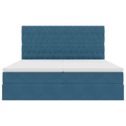 LED Opslagbed met Matras Donkerblauw 180 x 200 cm Fluweel