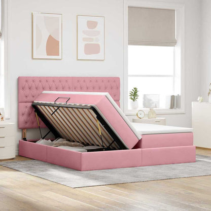 Bed met LED-stripverlichting Roze 180 x 200 cm Fluweel
