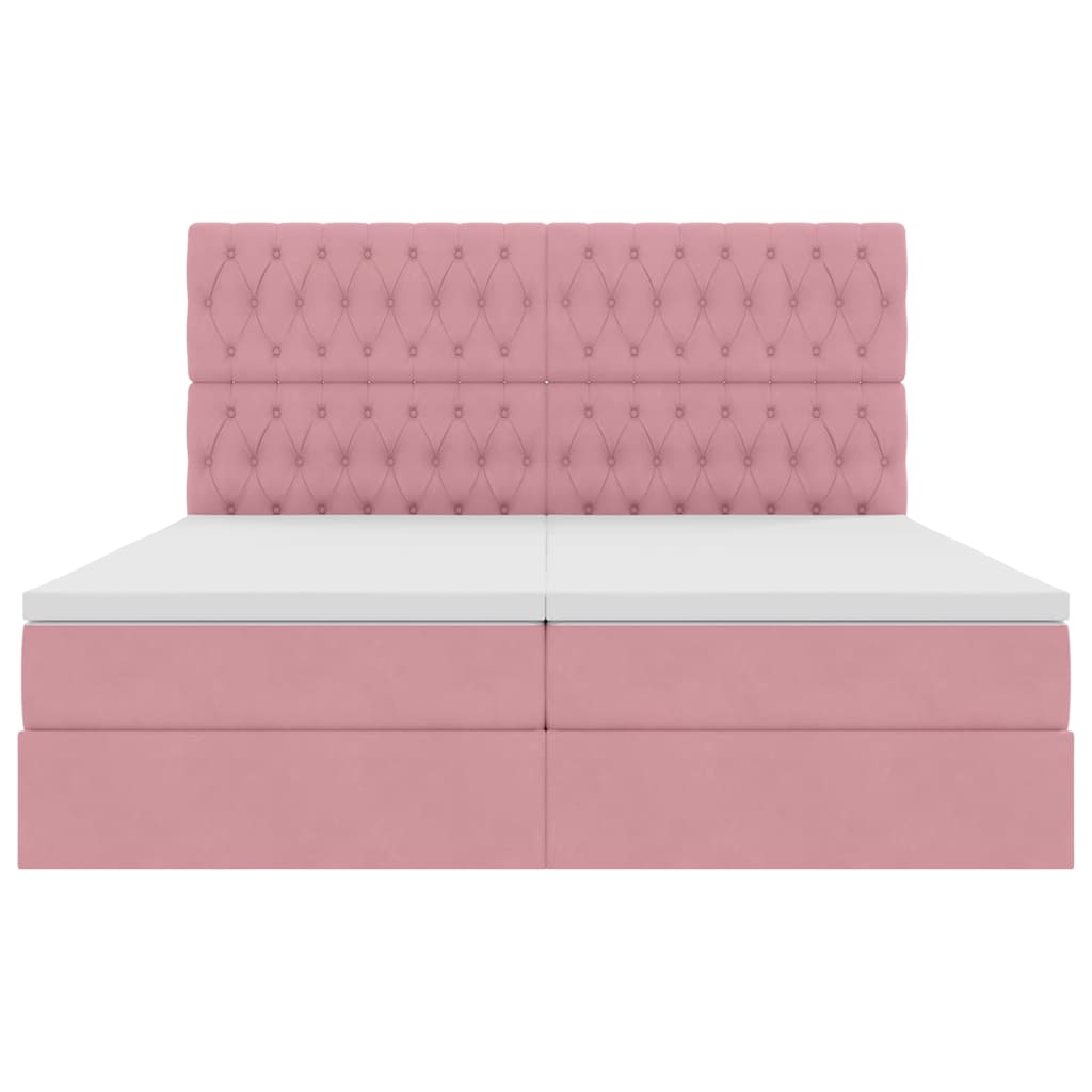 Bed met LED-stripverlichting Roze 180 x 200 cm Fluweel