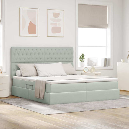 Bed met LED-stripverlichting Lichtgrijs 200 x 200 cm Fluweel