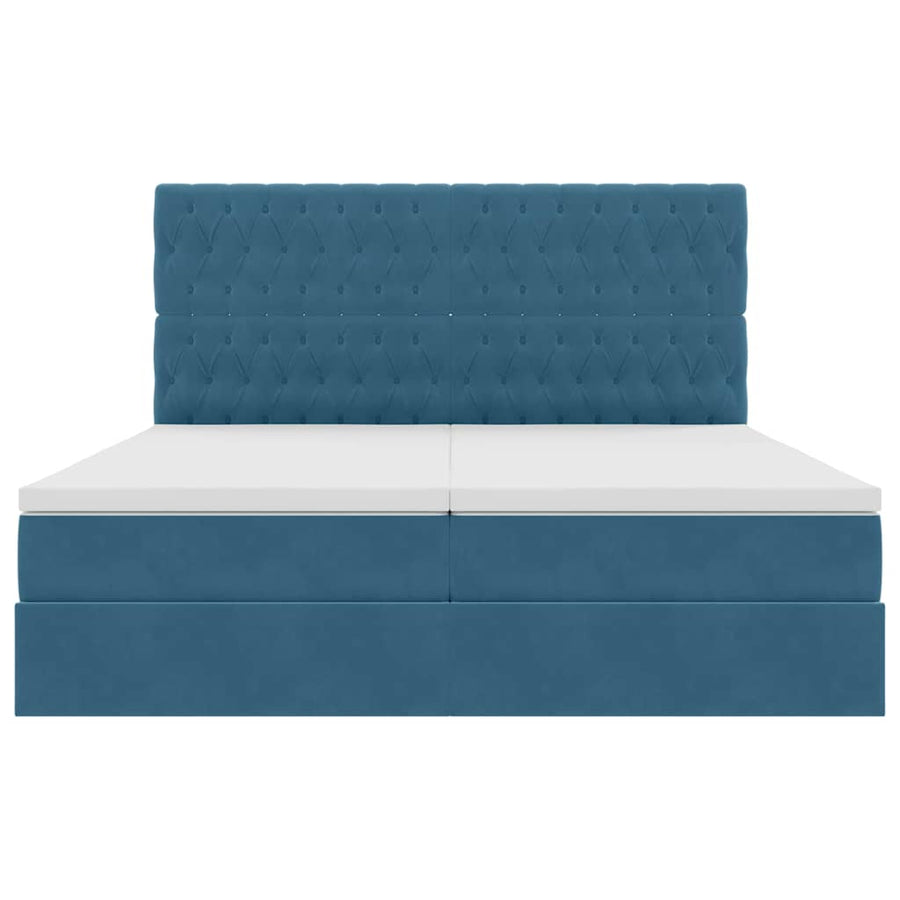 Bed met LED-stripverlichting Donkerblauw 200 x 200 cm Fluweel
