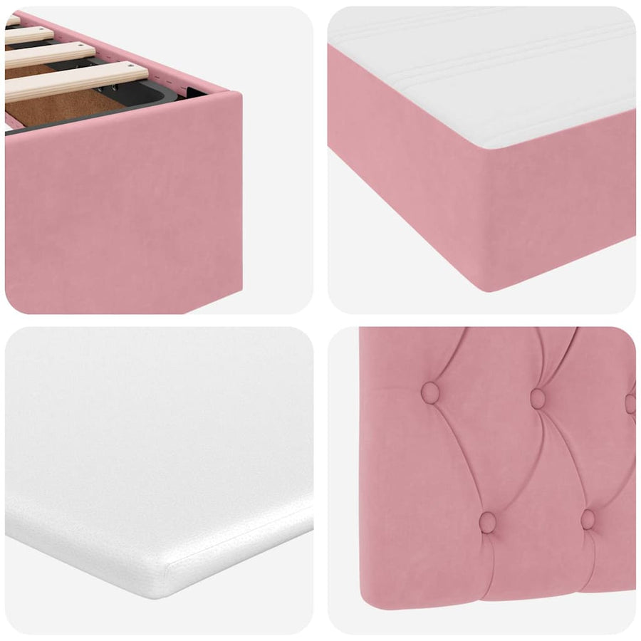 Bed met LED-stripverlichting Roze 200 x 200 cm Fluweel