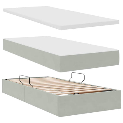 Bed met LED-stripverlichting Lichtgrijs 180 x 200 cm Fluweel
