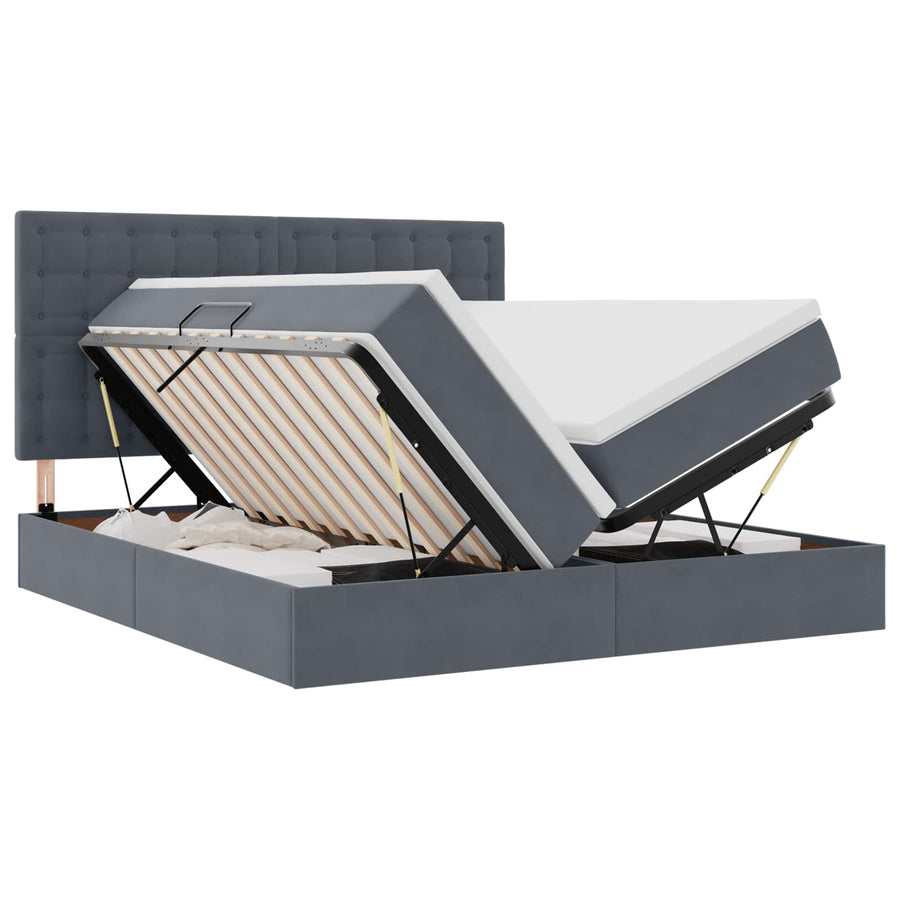 Bed met LED-stripverlichting Donkergrijs 180 x 200 cm Fluweel