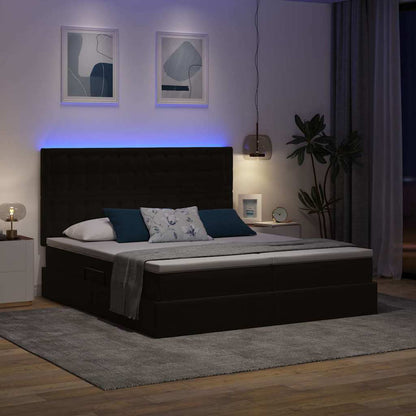 Bed met LED-stripverlichting Zwart 180 x 200 cm Fluweel