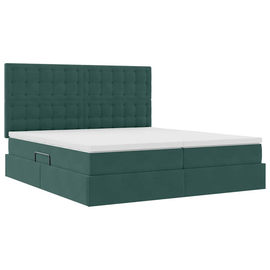 Bed met LED-stripverlichting Donkergroen 180 x 200 cm Fluweel