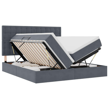 Bed met LED-stripverlichting Donkergrijs 200 x 200 cm Fluweel