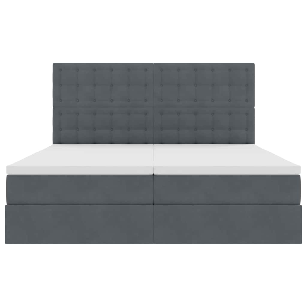 Bed met LED-stripverlichting Donkergrijs 200 x 200 cm Fluweel