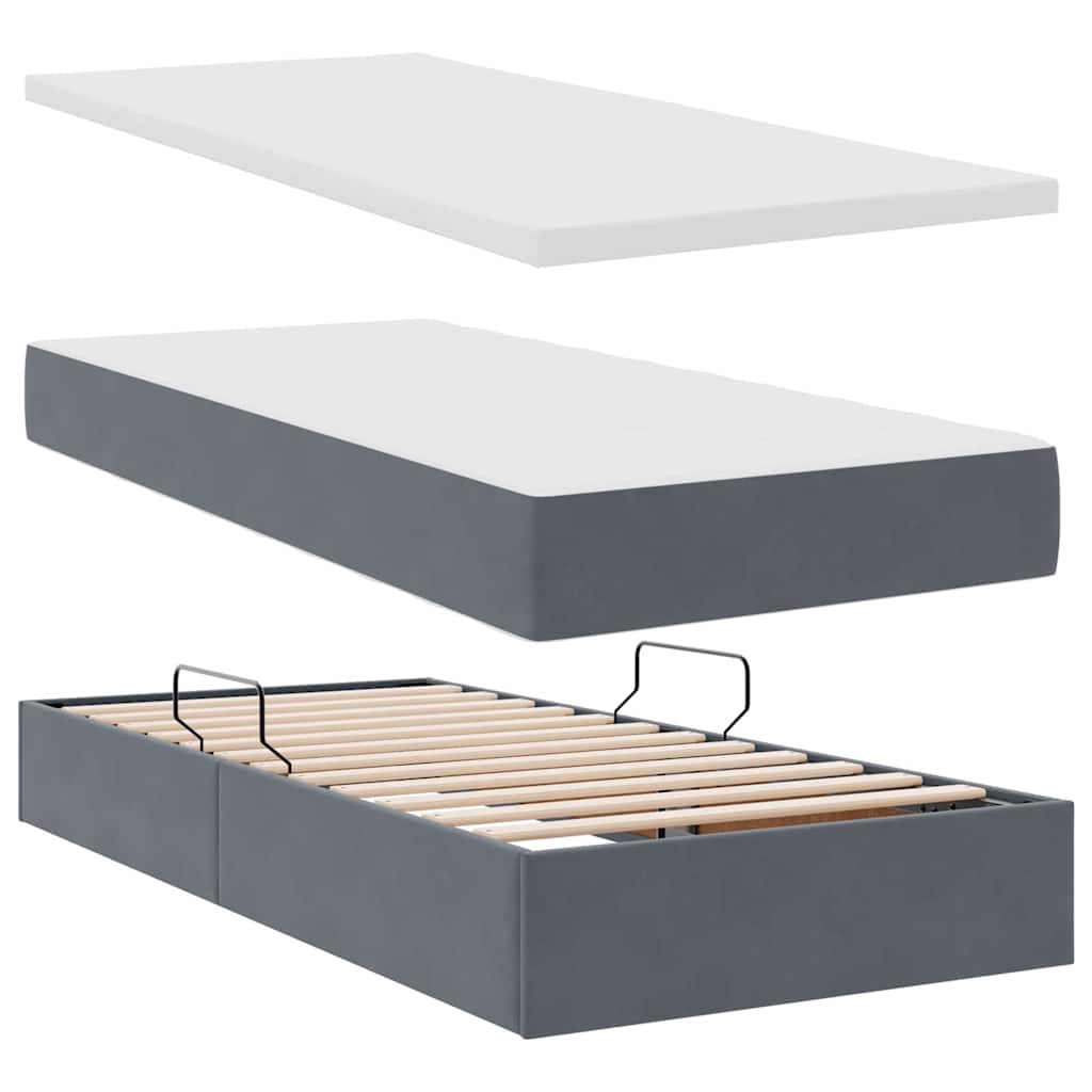 Bed met LED-stripverlichting Donkergrijs 200 x 200 cm Fluweel