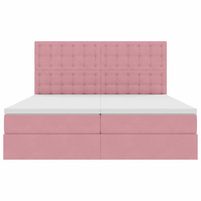 Bed met LED-stripverlichting Roze 200 x 200 cm Fluweel