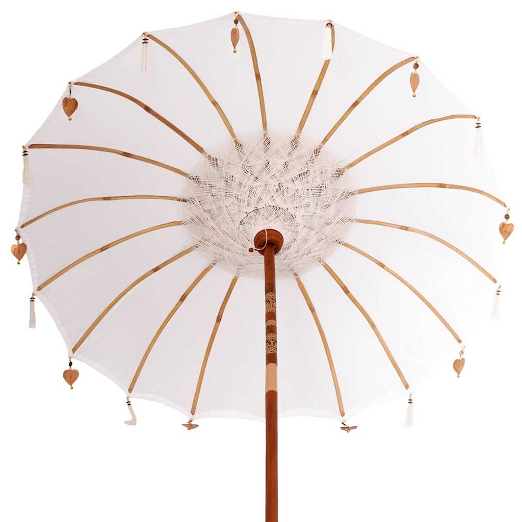 Balinese parasol met basis 250 Crème en Wit 190 x 190 x 250 cm
