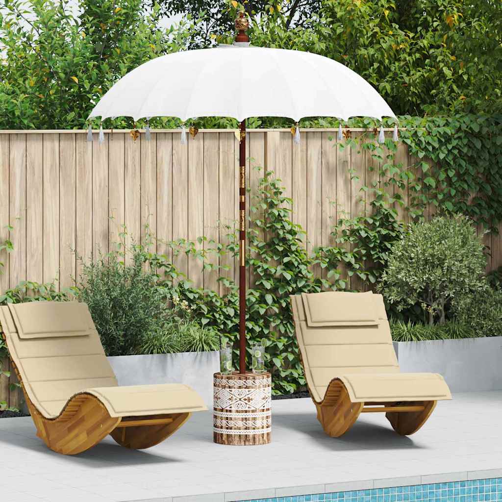 Balinese parasol met basis 250 Crème en Wit 190 x 190 x 250 cm