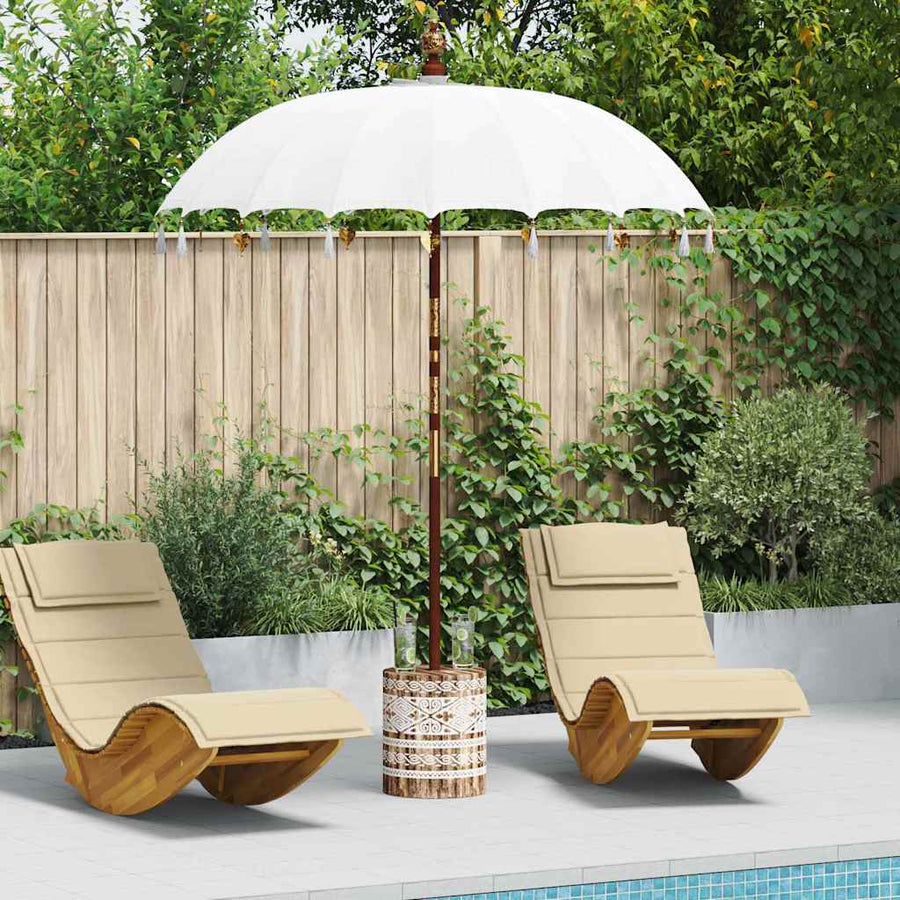 Balinese parasol met basis 250 Crème en Wit 190 x 190 x 250 cm