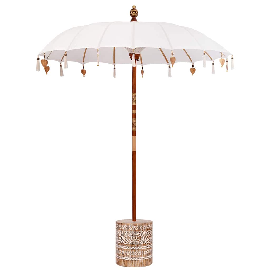 Balinese parasol met basis 250 Crème en Wit 190 x 190 x 250 cm
