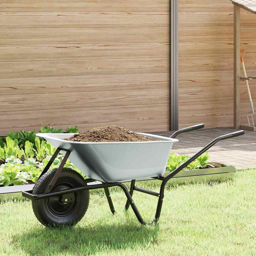 Kruiwagen Zilver en Zwart 141 x 60 x 57 cm Staal