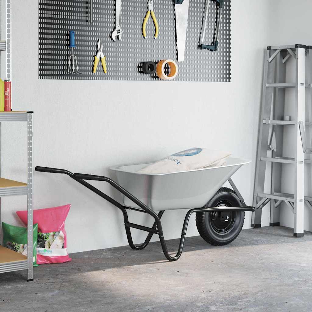 Kruiwagen Zilver en Zwart 141 x 60 x 57 cm Staal