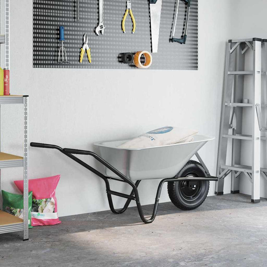 Kruiwagen Zilver en Zwart 141 x 60 x 57 cm Staal