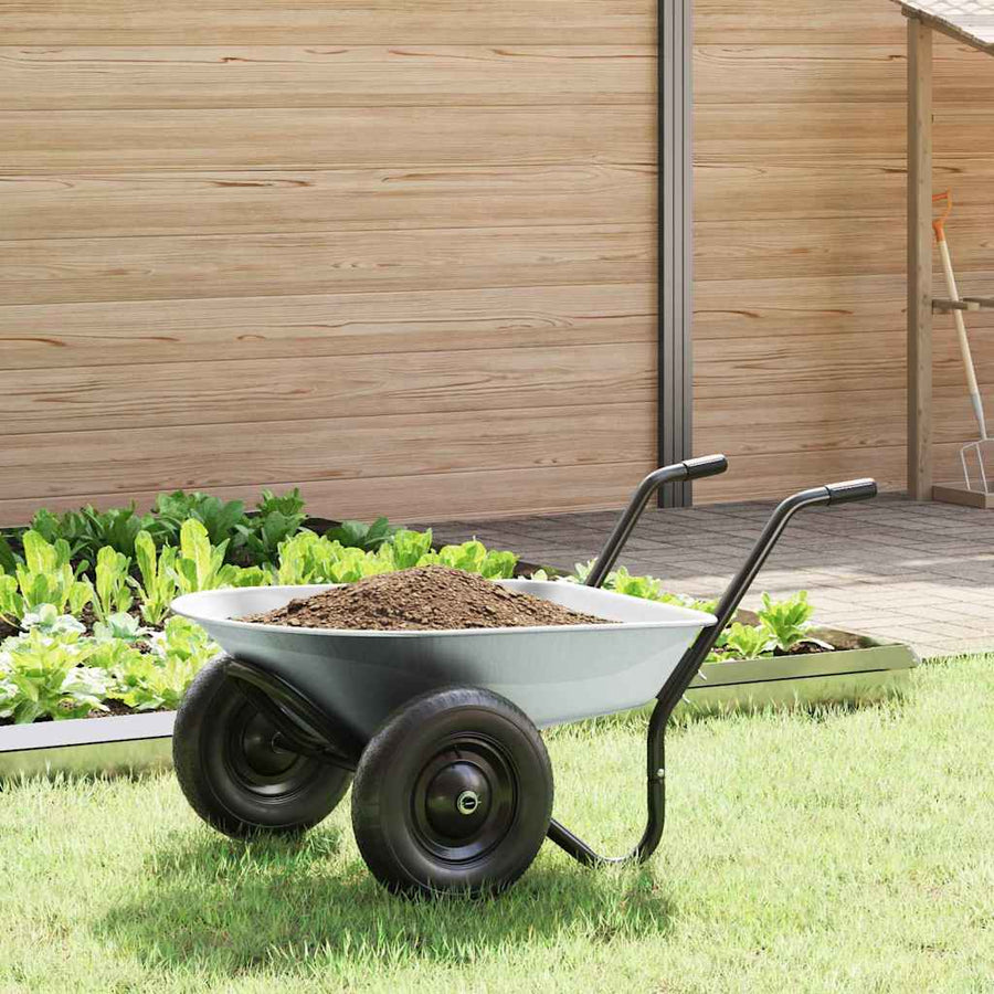 Kruiwagen Zilver en Zwart 124 x 73 x 65 cm Staal