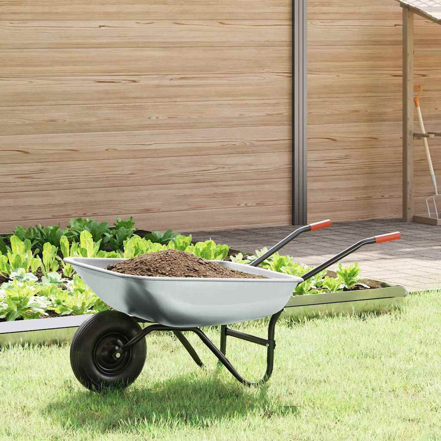 Kruiwagen Zilver en Zwart 133 x 62,5 x 58 cm Staal