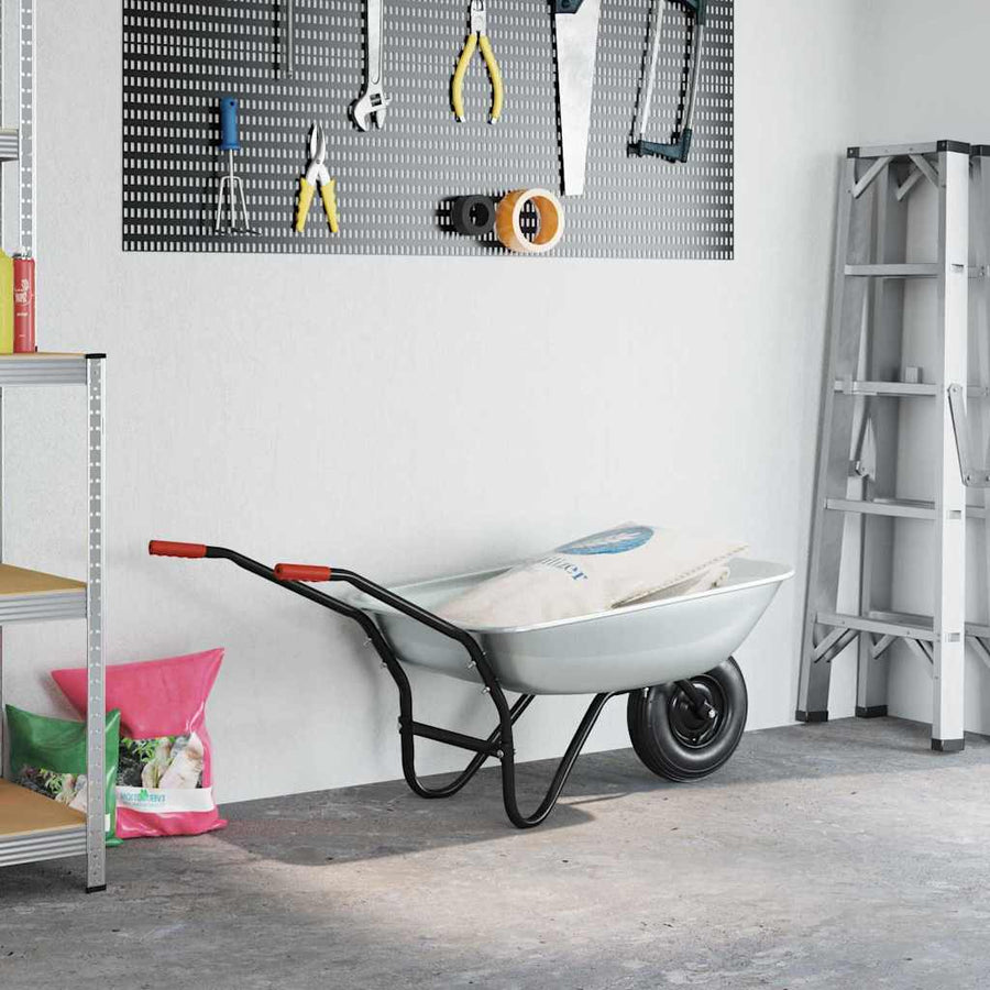 Kruiwagen Zilver en Zwart 133 x 62,5 x 58 cm Staal