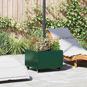 Parasolvoet 45x45x45 cm staal groen met wielen