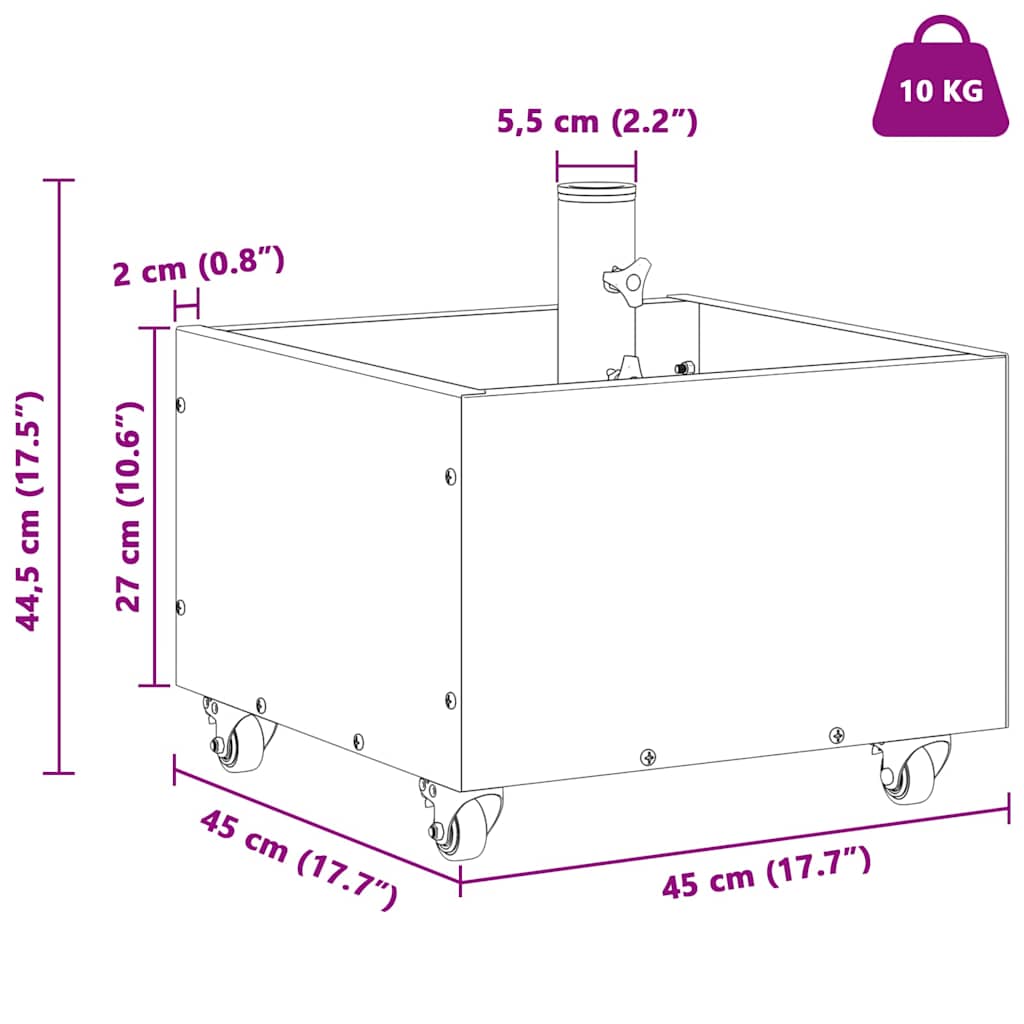 Parasolvoet 45 X 45 X 45 Cm Staal Antraciet