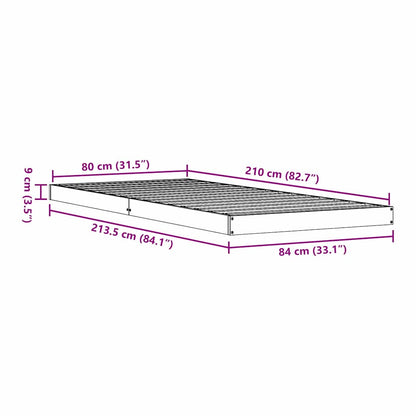 Bedframe Wit 213.5 x 104 x 9 cm Massief grenenhout
