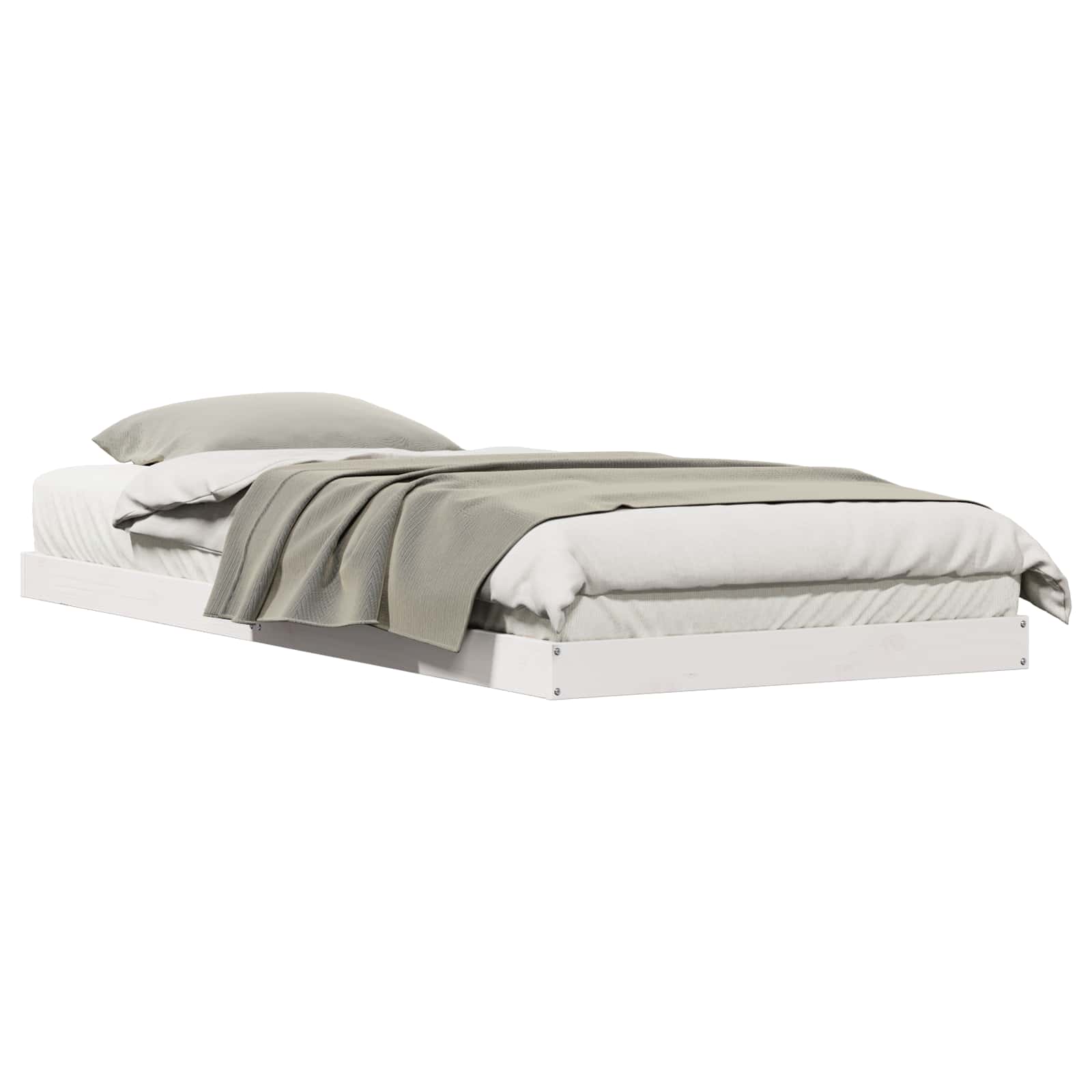 Bedframe Wit 213.5 x 104 x 9 cm Massief grenenhout