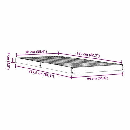 Bedframe Wit 213.5 x 104 x 9 cm Massief grenenhout
