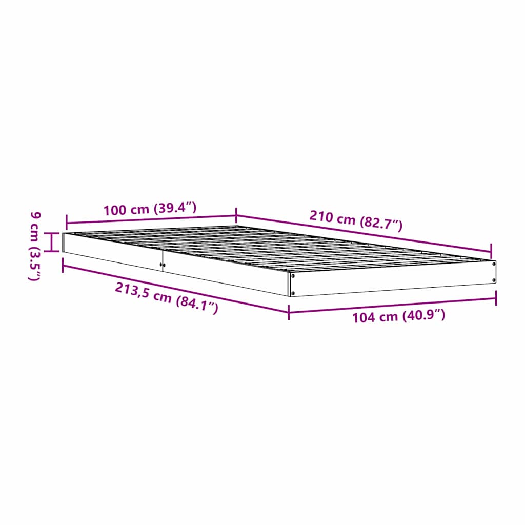 Bedframe Naturel 213.5 x 104 x 9 cm Massief grenenhout