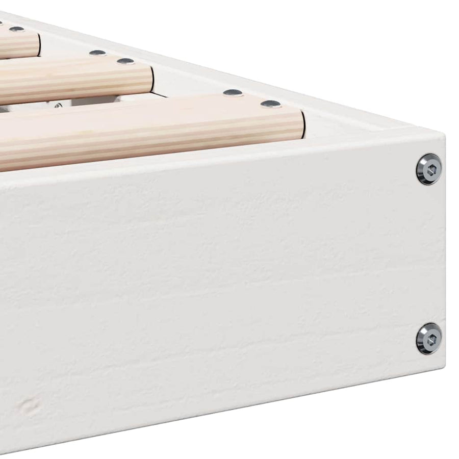 Bedframe Wit 213.5 x 104 x 9 cm Massief grenenhout