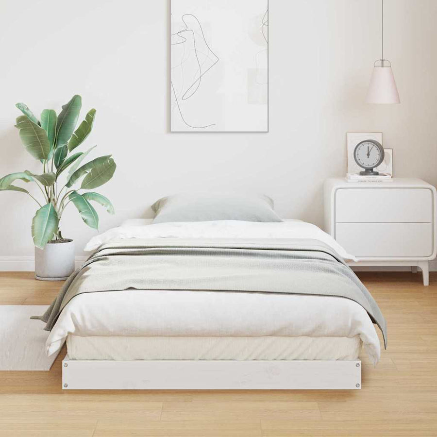Bedframe Wit 213.5 x 104 x 9 cm Massief grenenhout