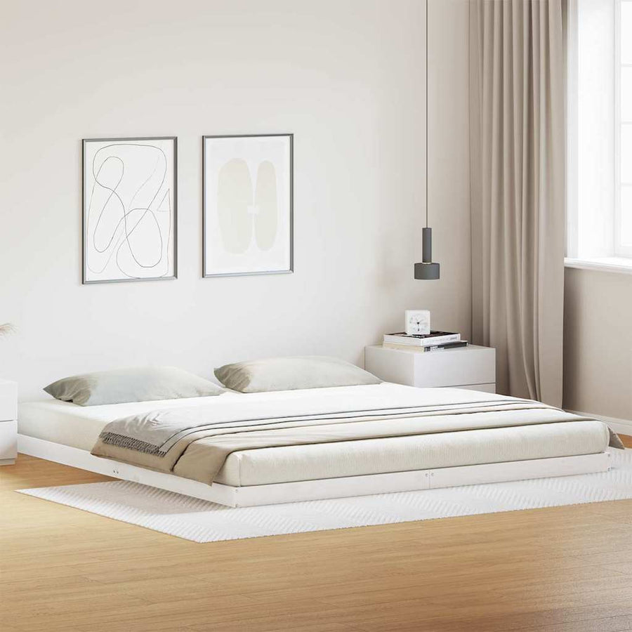 Bedframe Wit 213.5 x 104 x 9 cm Massief grenenhout