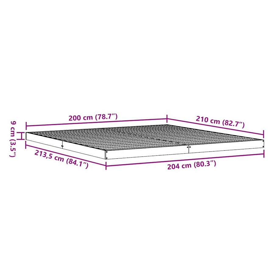Bedframe Wit 213.5 x 104 x 9 cm Massief grenenhout