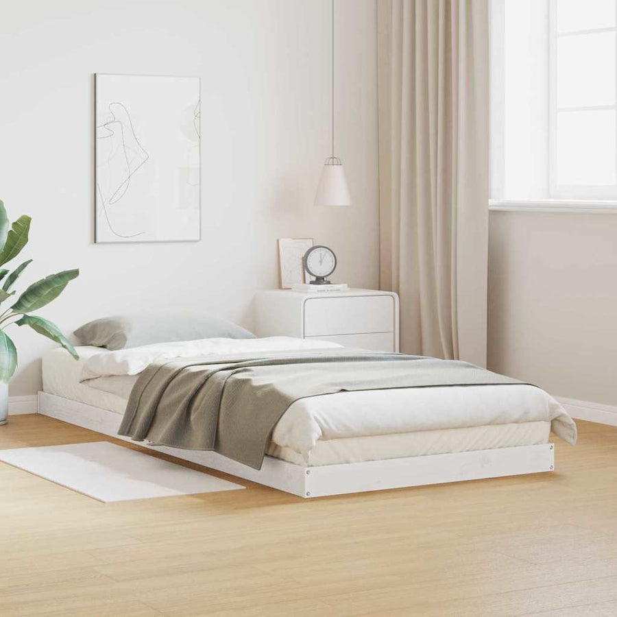 Bedframe Wit 213.5 x 104 x 9 cm Massief grenenhout