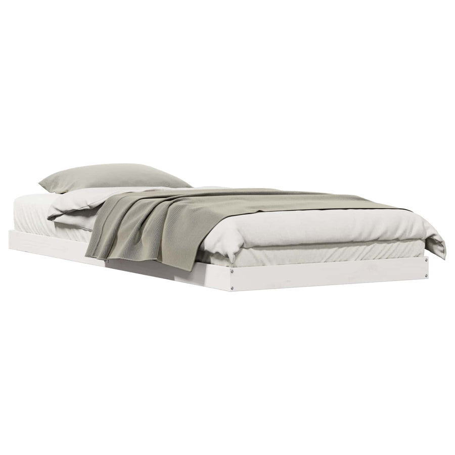 Bedframe Wit 213.5 x 104 x 9 cm Massief grenenhout