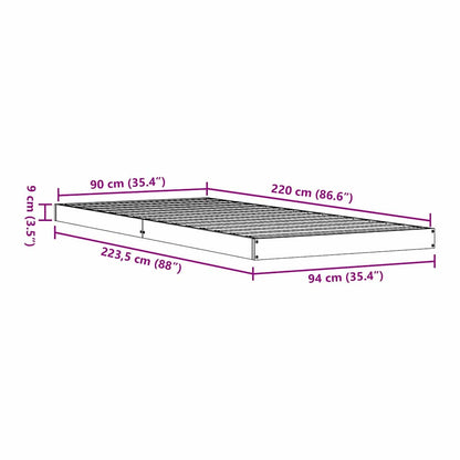 Bedframe Naturel 213.5 x 104 x 9 cm Massief grenenhout