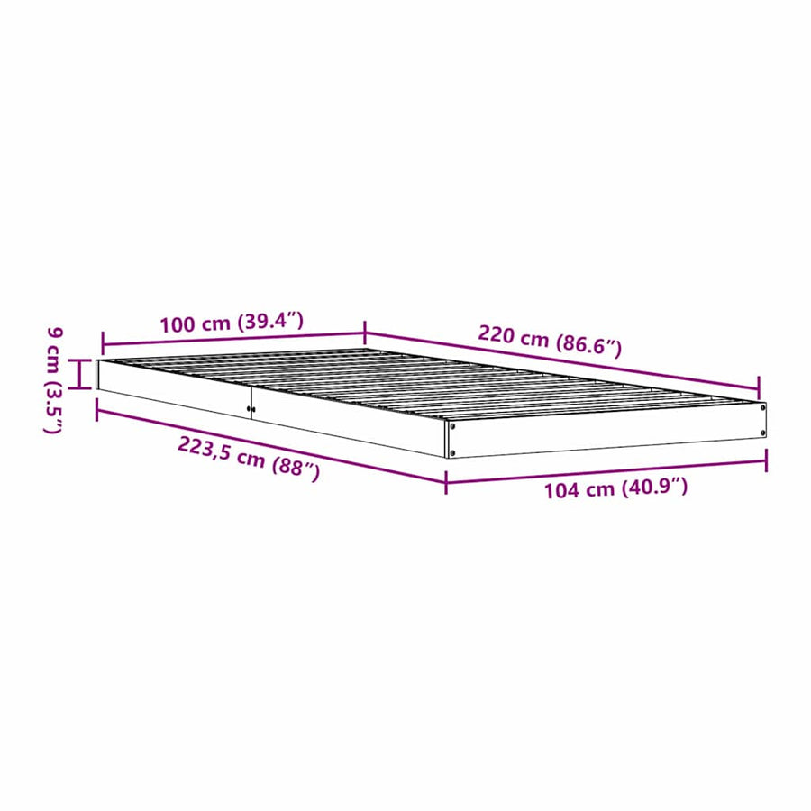 Bedframe Naturel 213.5 x 104 x 9 cm Massief grenenhout