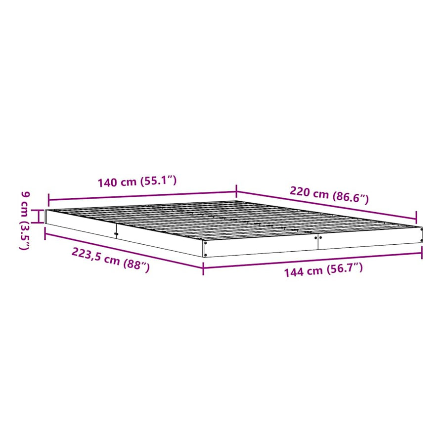 Bedframe Naturel 213.5 x 104 x 9 cm Massief grenenhout