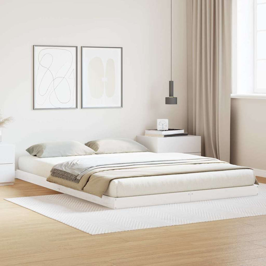 Bedframe Wit 213.5 x 104 x 9 cm Massief grenenhout