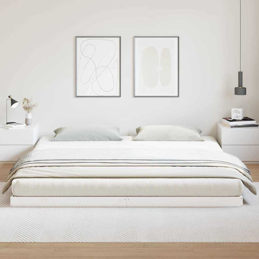 Bedframe Wit 213.5 x 104 x 9 cm Massief grenenhout