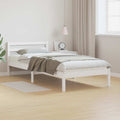 White Bed Frame 215.5 x 85.5 x 69.5 cm Solid Spruce Wood