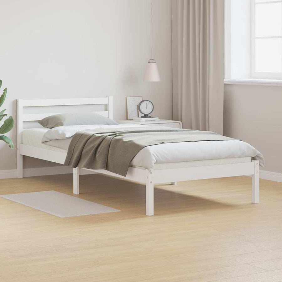 Bedframe Wit 215,5 x 85,5 x 69,5 cm Massief Vurenhout