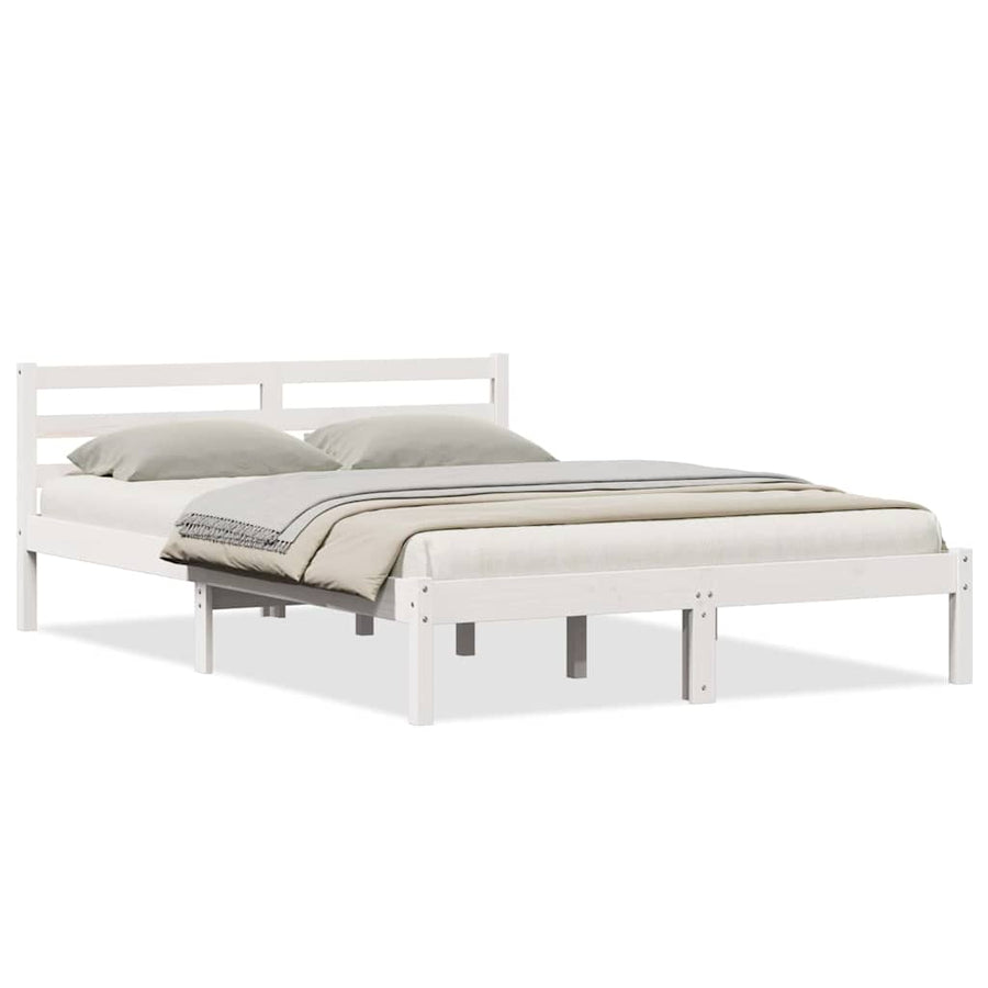 Bedframe Wit 215,5 x 145,5 x 69,5 cm Massief Vurenhout
