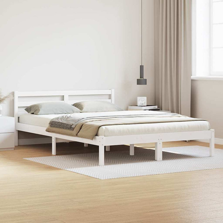 Bedframe Wit 215,5 x 165,5 x 69,5 cm Massief Vurenhout