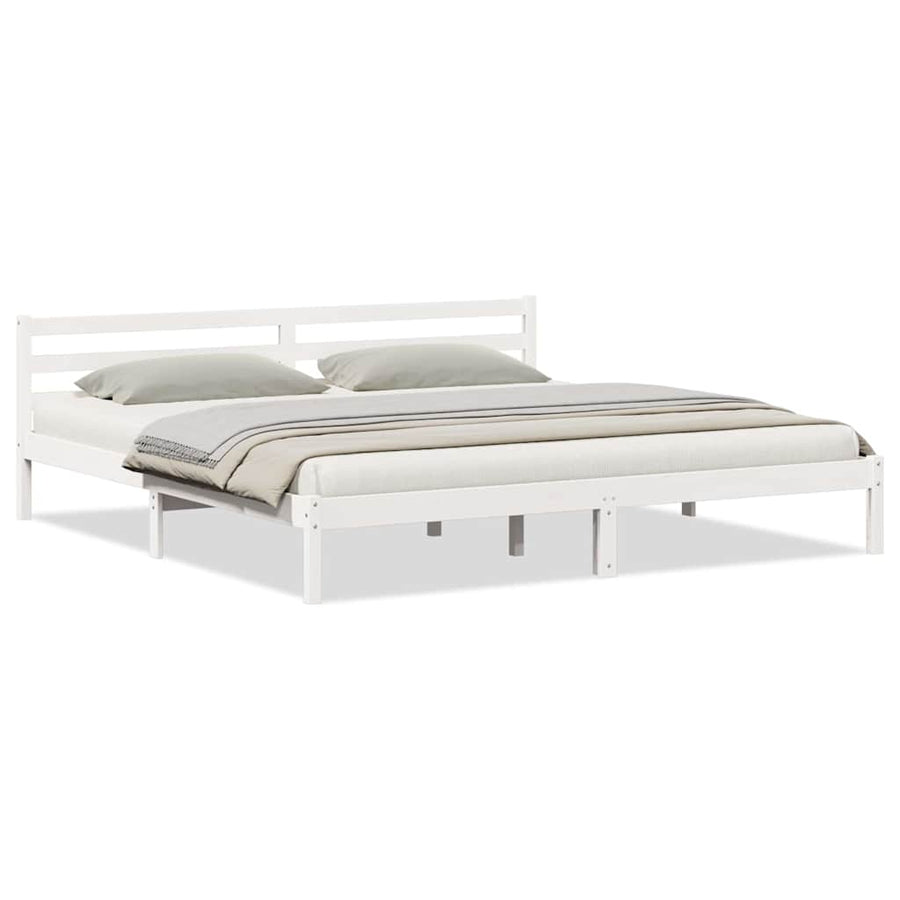 Bedframe Wit 215,5 x 185,5 x 69,5 cm Massief Vurenhout