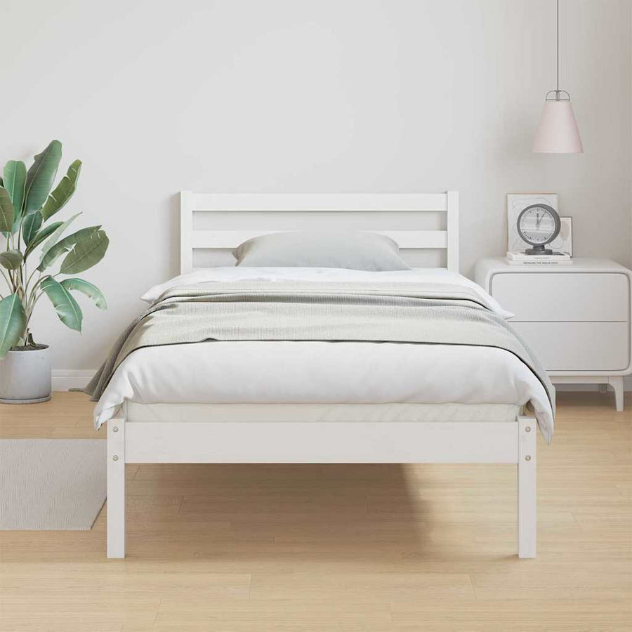 Bedframe Wit 225,5 x 95,5 x 69,5 cm Massief Vurenhout